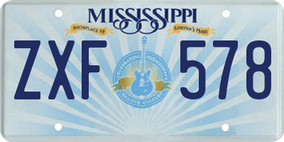 MS license plate ZXF578