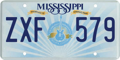 MS license plate ZXF579