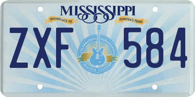 MS license plate ZXF584