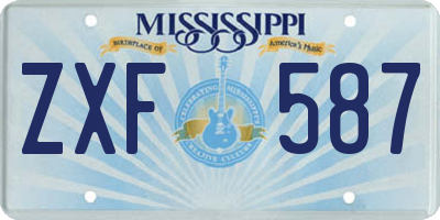 MS license plate ZXF587