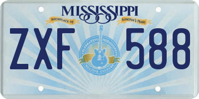 MS license plate ZXF588