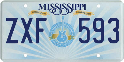 MS license plate ZXF593