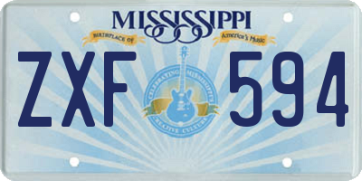 MS license plate ZXF594