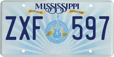 MS license plate ZXF597