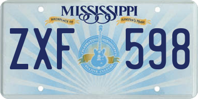 MS license plate ZXF598