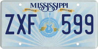 MS license plate ZXF599