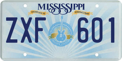 MS license plate ZXF601