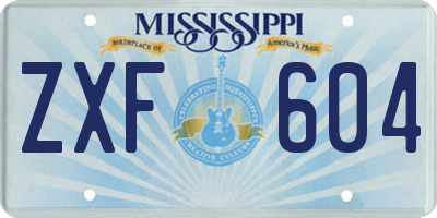 MS license plate ZXF604