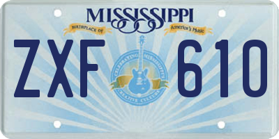 MS license plate ZXF610