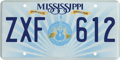 MS license plate ZXF612