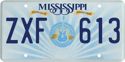 MS license plate ZXF613