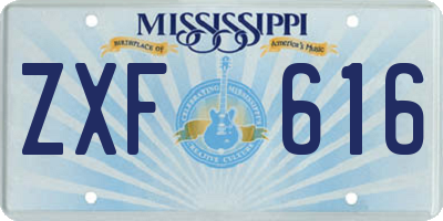 MS license plate ZXF616