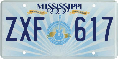MS license plate ZXF617