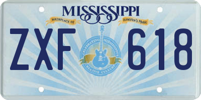MS license plate ZXF618