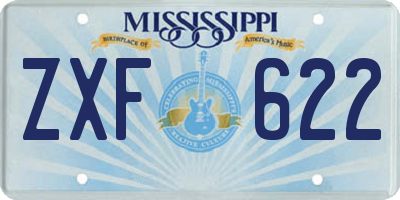 MS license plate ZXF622
