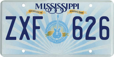 MS license plate ZXF626