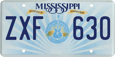 MS license plate ZXF630