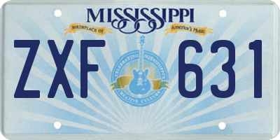 MS license plate ZXF631