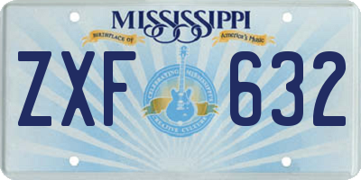MS license plate ZXF632