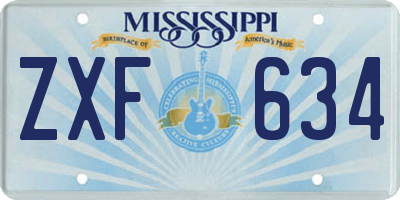 MS license plate ZXF634