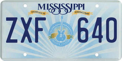 MS license plate ZXF640
