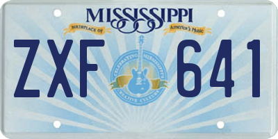 MS license plate ZXF641