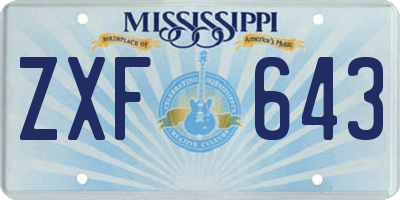 MS license plate ZXF643