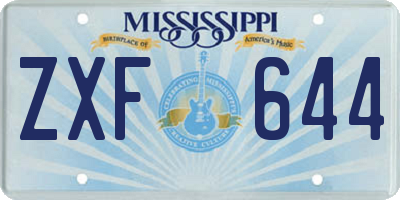 MS license plate ZXF644