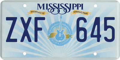 MS license plate ZXF645