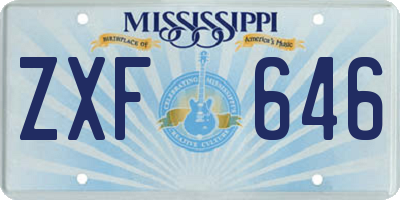 MS license plate ZXF646