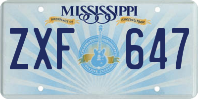 MS license plate ZXF647