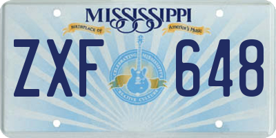 MS license plate ZXF648
