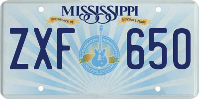 MS license plate ZXF650