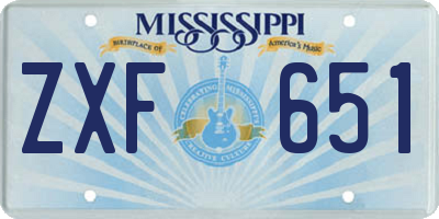 MS license plate ZXF651
