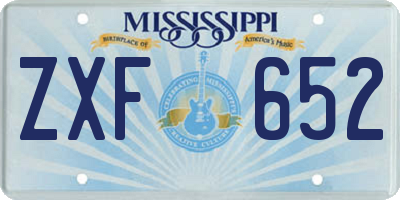 MS license plate ZXF652