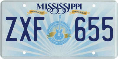 MS license plate ZXF655
