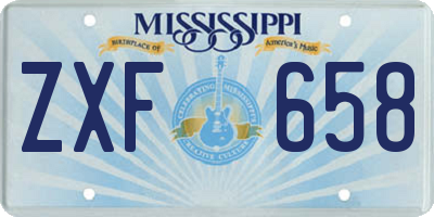 MS license plate ZXF658