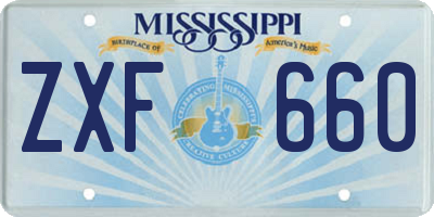 MS license plate ZXF660