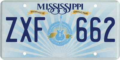 MS license plate ZXF662