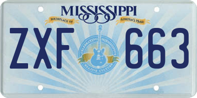 MS license plate ZXF663