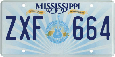MS license plate ZXF664