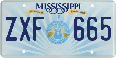 MS license plate ZXF665
