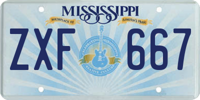 MS license plate ZXF667