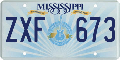 MS license plate ZXF673