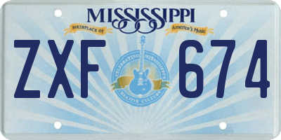 MS license plate ZXF674