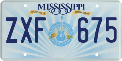 MS license plate ZXF675