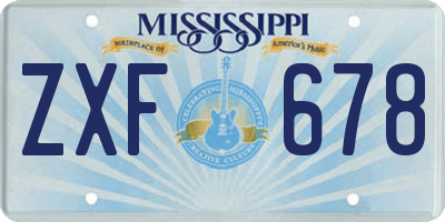 MS license plate ZXF678