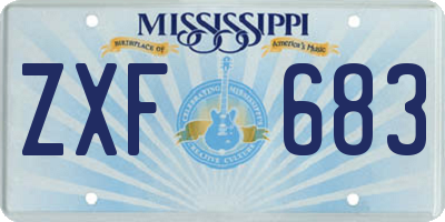 MS license plate ZXF683