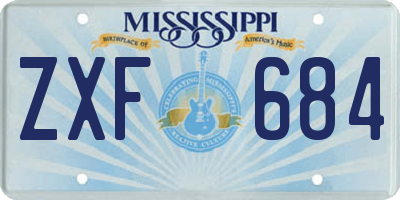 MS license plate ZXF684
