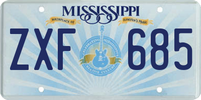 MS license plate ZXF685